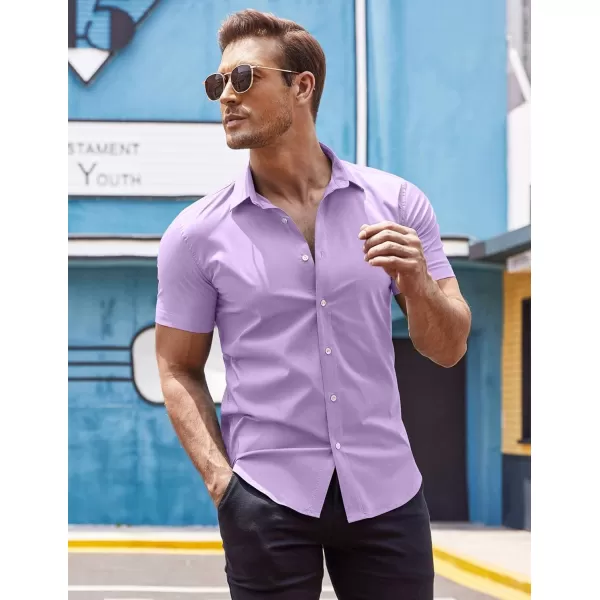 COOFANDY Men's Muscle Fit Dress Shirts Wrinkle-Free Short Sleeve Casual Button Down Shirt