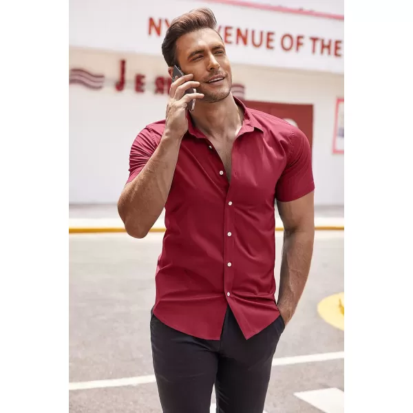 COOFANDY Men's Muscle Fit Dress Shirts Wrinkle-Free Short Sleeve Casual Button Down Shirt