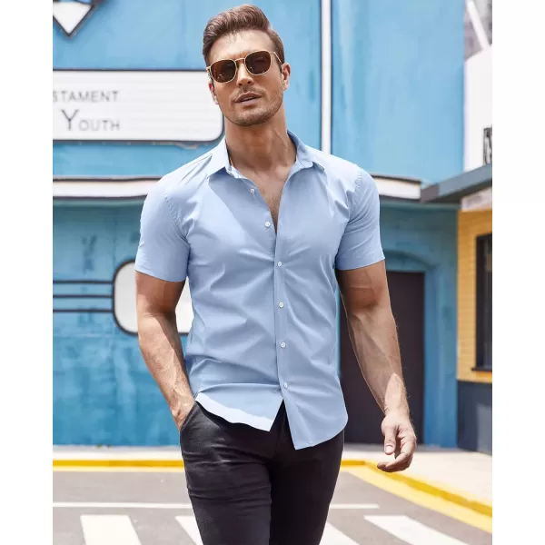COOFANDY Men's Muscle Fit Dress Shirts Wrinkle-Free Short Sleeve Casual Button Down Shirt
