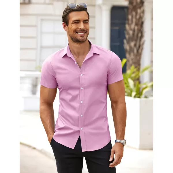 COOFANDY Men's Muscle Fit Dress Shirts Wrinkle-Free Short Sleeve Casual Button Down Shirt