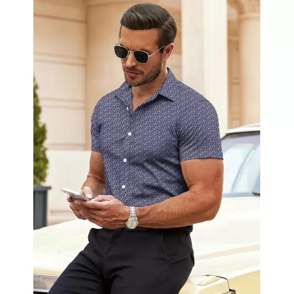 COOFANDY Men's Muscle Fit Dress Shirts Wrinkle-Free Short Sleeve Casual Button Down Shirt