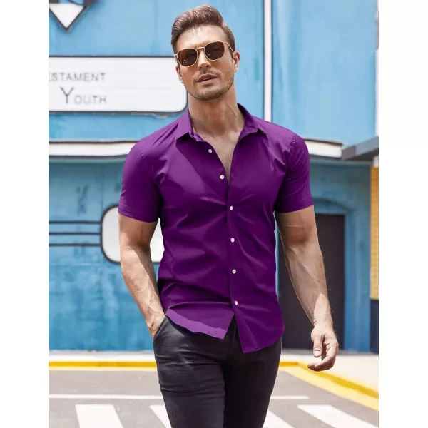 COOFANDY Men's Muscle Fit Dress Shirts Wrinkle-Free Short Sleeve Casual Button Down Shirt