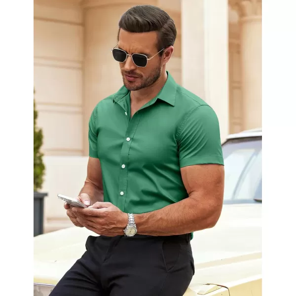 COOFANDY Men's Muscle Fit Dress Shirts Wrinkle-Free Short Sleeve Casual Button Down Shirt