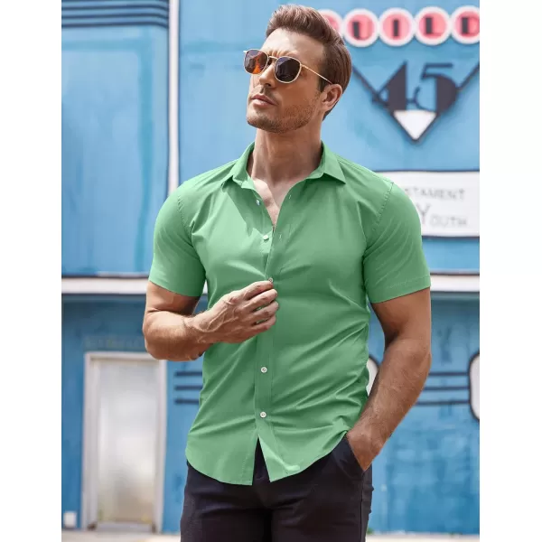 COOFANDY Men's Muscle Fit Dress Shirts Wrinkle-Free Short Sleeve Casual Button Down Shirt