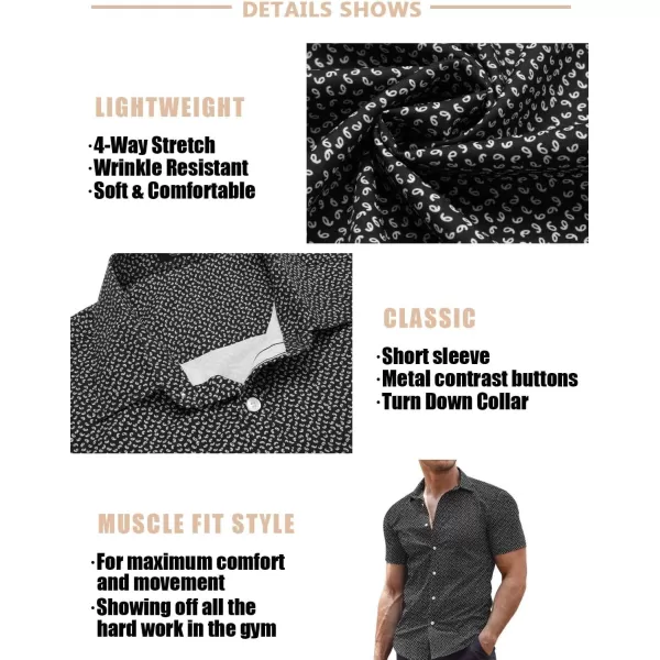 COOFANDY Men's Muscle Fit Dress Shirts Wrinkle-Free Short Sleeve Casual Button Down Shirt