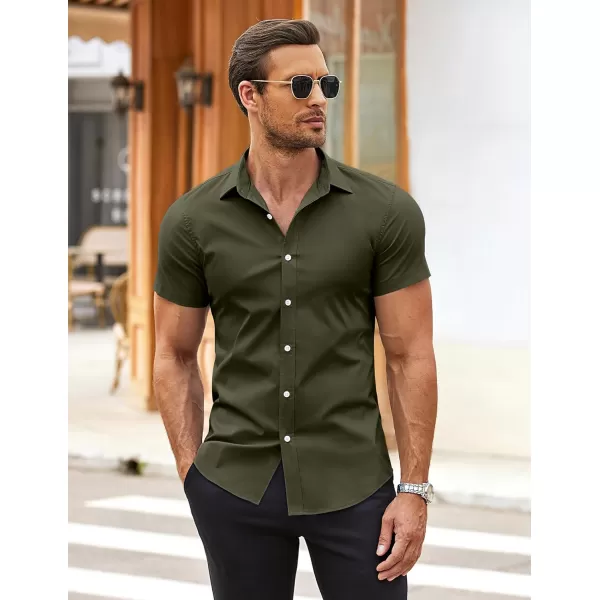COOFANDY Men's Muscle Fit Dress Shirts Wrinkle-Free Short Sleeve Casual Button Down Shirt