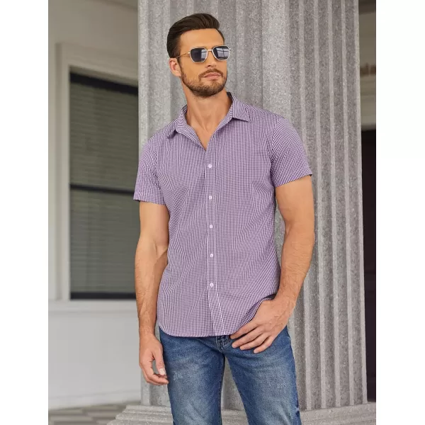 COOFANDY Men's Muscle Fit Dress Shirts Wrinkle-Free Short Sleeve Casual Button Down Shirt