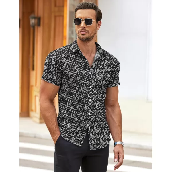 COOFANDY Men's Muscle Fit Dress Shirts Wrinkle-Free Short Sleeve Casual Button Down Shirt