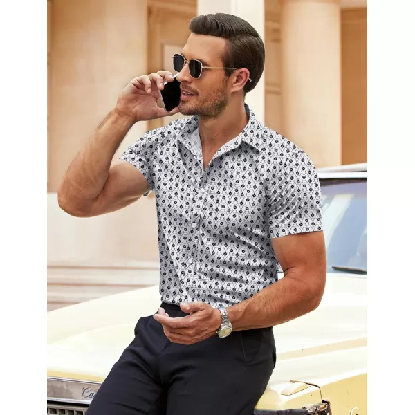 COOFANDY Men's Muscle Fit Dress Shirts Wrinkle-Free Short Sleeve Casual Button Down Shirt