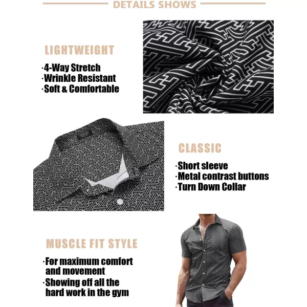 COOFANDY Men's Muscle Fit Dress Shirts Wrinkle-Free Short Sleeve Casual Button Down Shirt
