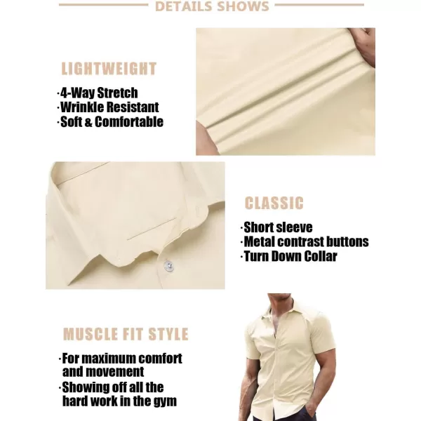 COOFANDY Men's Muscle Fit Dress Shirts Wrinkle-Free Short Sleeve Casual Button Down Shirt