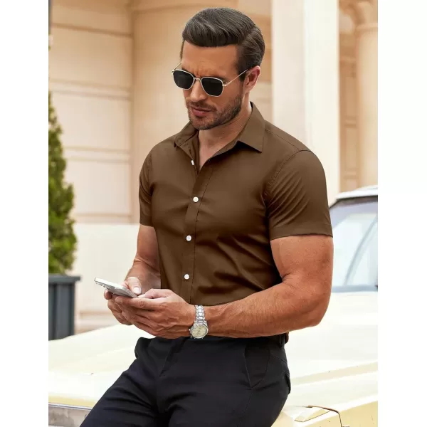 COOFANDY Men's Muscle Fit Dress Shirts Wrinkle-Free Short Sleeve Casual Button Down Shirt