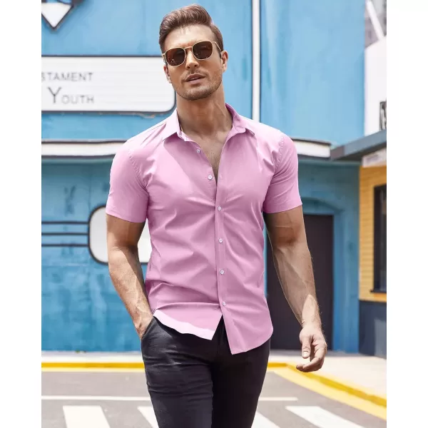 COOFANDY Men's Muscle Fit Dress Shirts Wrinkle-Free Short Sleeve Casual Button Down Shirt