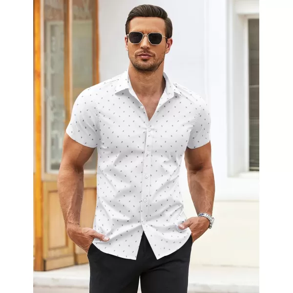COOFANDY Men's Muscle Fit Dress Shirts Wrinkle-Free Short Sleeve Casual Button Down Shirt