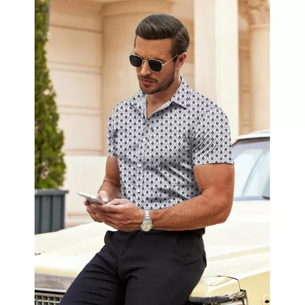 COOFANDY Men's Muscle Fit Dress Shirts Wrinkle-Free Short Sleeve Casual Button Down Shirt