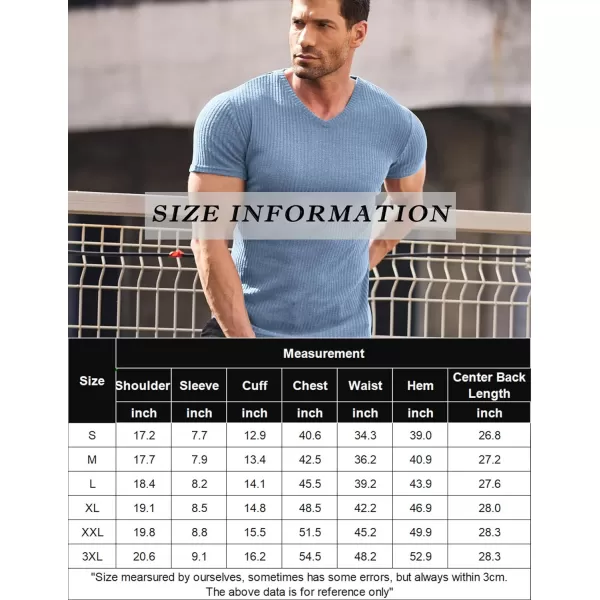 COOFANDY Men's Muscle T Shirts Stretch Short Sleeve V Neck Bodybuilding Workout Tee Shirts Ribbed Knit Shirt