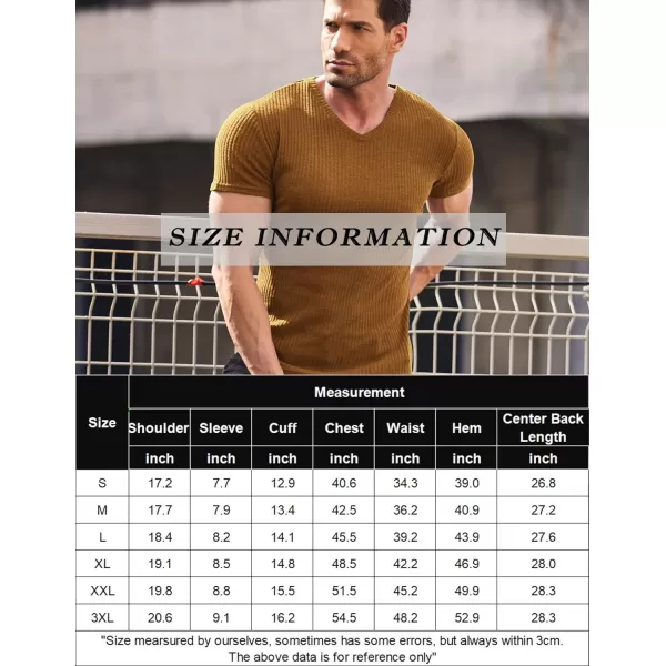 COOFANDY Men's Muscle T Shirts Stretch Short Sleeve V Neck Bodybuilding Workout Tee Shirts Ribbed Knit Shirt