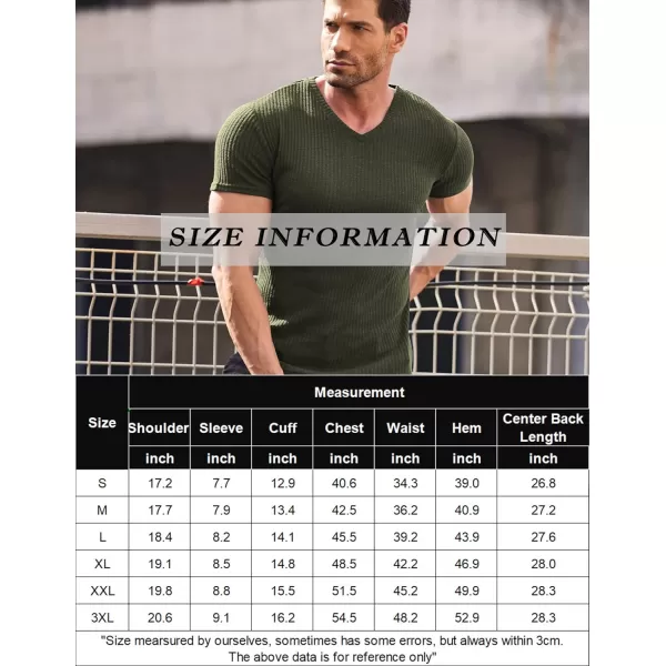 COOFANDY Men's Muscle T Shirts Stretch Short Sleeve V Neck Bodybuilding Workout Tee Shirts Ribbed Knit Shirt