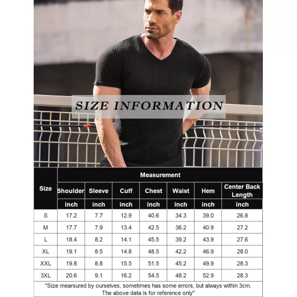 COOFANDY Men's Muscle T Shirts Stretch Short Sleeve V Neck Bodybuilding Workout Tee Shirts Ribbed Knit Shirt