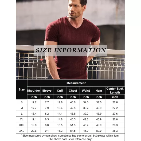 COOFANDY Men's Muscle T Shirts Stretch Short Sleeve V Neck Bodybuilding Workout Tee Shirts Ribbed Knit Shirt