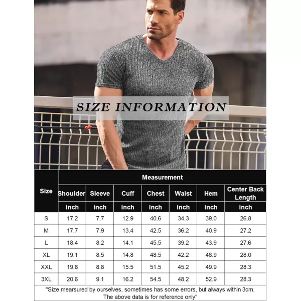 COOFANDY Men's Muscle T Shirts Stretch Short Sleeve V Neck Bodybuilding Workout Tee Shirts Ribbed Knit Shirt