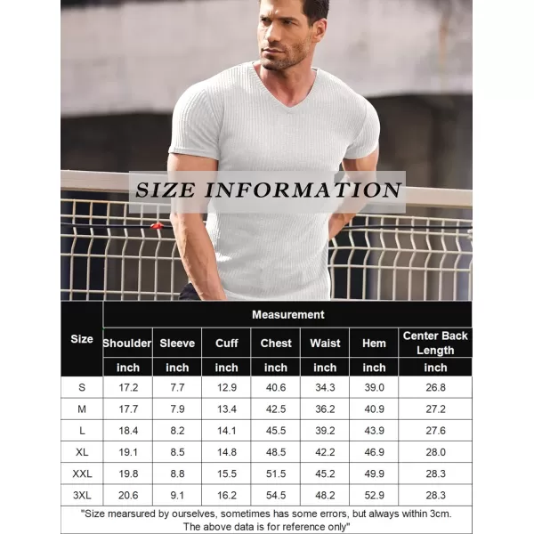 COOFANDY Men's Muscle T Shirts Stretch Short Sleeve V Neck Bodybuilding Workout Tee Shirts Ribbed Knit Shirt