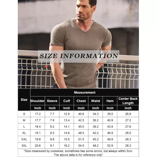 COOFANDY Men's Muscle T Shirts Stretch Short Sleeve V Neck Bodybuilding Workout Tee Shirts Ribbed Knit Shirt