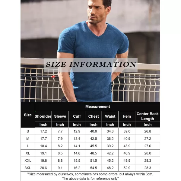 COOFANDY Men's Muscle T Shirts Stretch Short Sleeve V Neck Bodybuilding Workout Tee Shirts Ribbed Knit Shirt