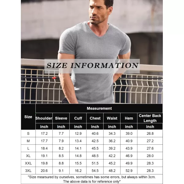 COOFANDY Men's Muscle T Shirts Stretch Short Sleeve V Neck Bodybuilding Workout Tee Shirts Ribbed Knit Shirt