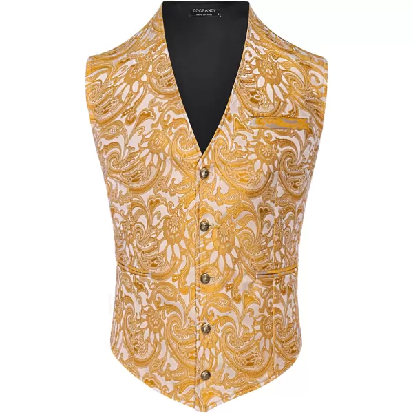 COOFANDY Men's Paisley Vests Victorian Steampunk Gothic Suit Vest Slim Fit V-Neck Tuxedo Waistcoat