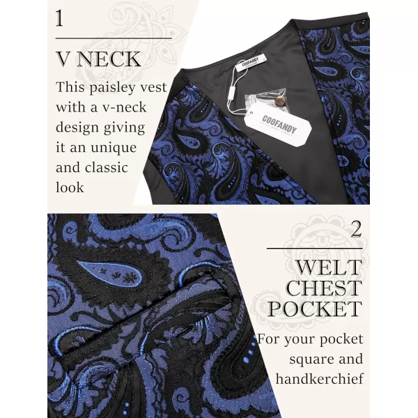 COOFANDY Men's Paisley Vests Victorian Steampunk Gothic Suit Vest Slim Fit V-Neck Tuxedo Waistcoat