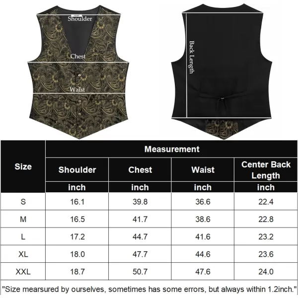 COOFANDY Men's Paisley Vests Victorian Steampunk Gothic Suit Vest Slim Fit V-Neck Tuxedo Waistcoat