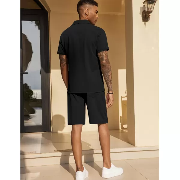 COOFANDY Men's Polo Shirt and Shorts Set 2 Piece Outfits Fashion Summer Tracksuits Short Sleeve Casual Polo Suit