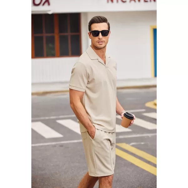 COOFANDY Men's Polo Shirt and Shorts Set 2 Piece Outfits Fashion Summer Tracksuits Short Sleeve Casual Polo Suit