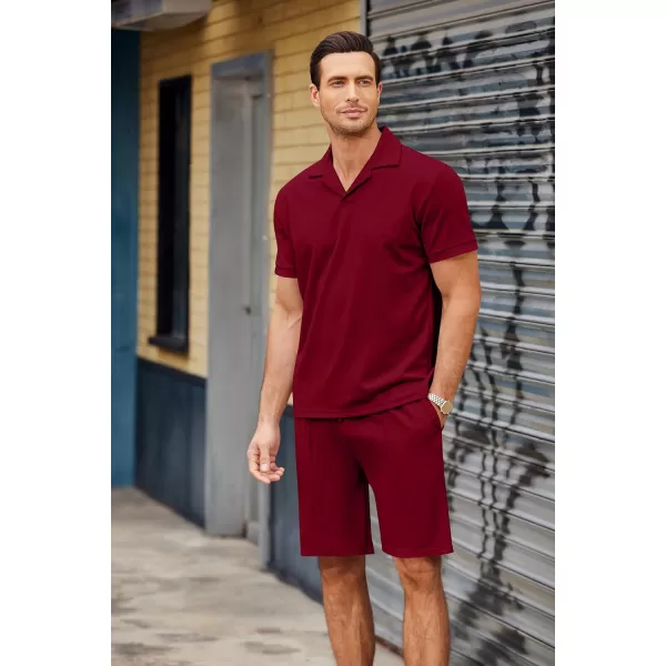 COOFANDY Men's Polo Shirt and Shorts Set 2 Piece Outfits Fashion Summer Tracksuits Short Sleeve Casual Polo Suit