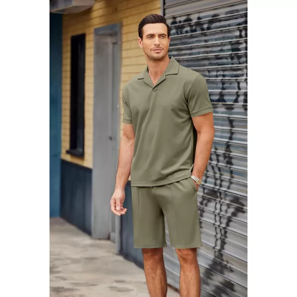 COOFANDY Men's Polo Shirt and Shorts Set 2 Piece Outfits Fashion Summer Tracksuits Short Sleeve Casual Polo Suit