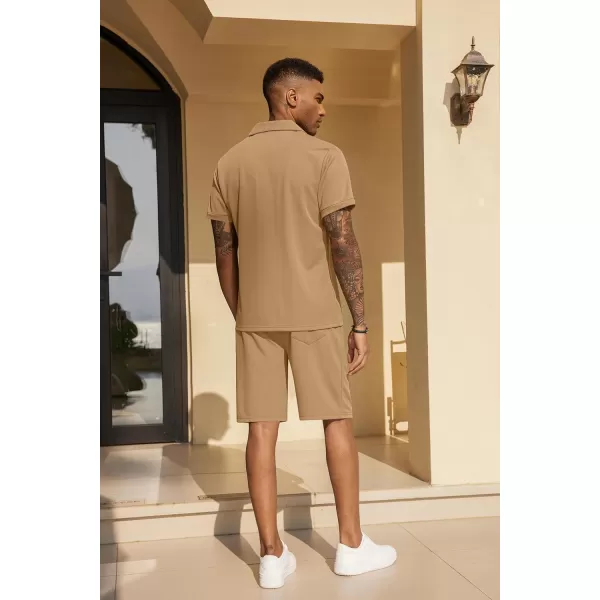 COOFANDY Men's Polo Shirt and Shorts Set 2 Piece Outfits Fashion Summer Tracksuits Short Sleeve Casual Polo Suit