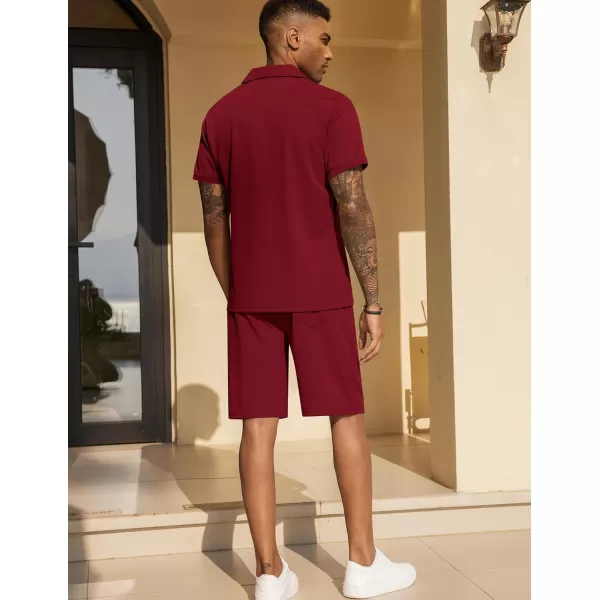 COOFANDY Men's Polo Shirt and Shorts Set 2 Piece Outfits Fashion Summer Tracksuits Short Sleeve Casual Polo Suit