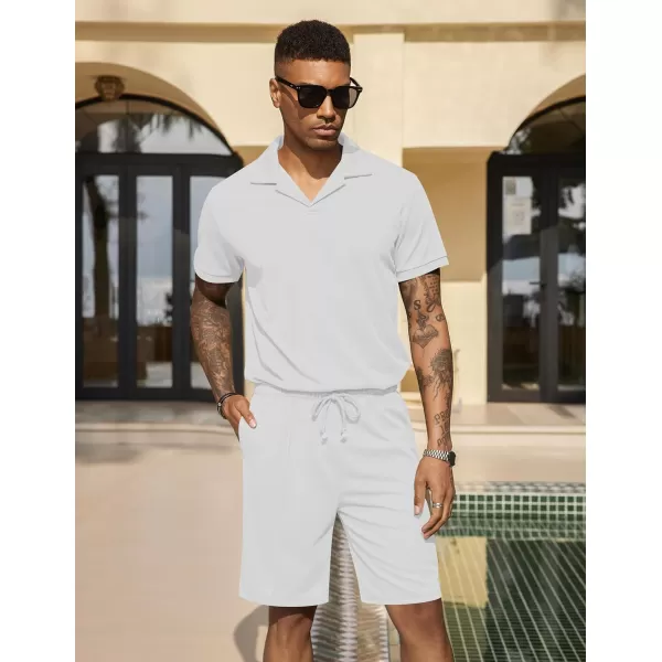 COOFANDY Men's Polo Shirt and Shorts Set 2 Piece Outfits Fashion Summer Tracksuits Short Sleeve Casual Polo Suit