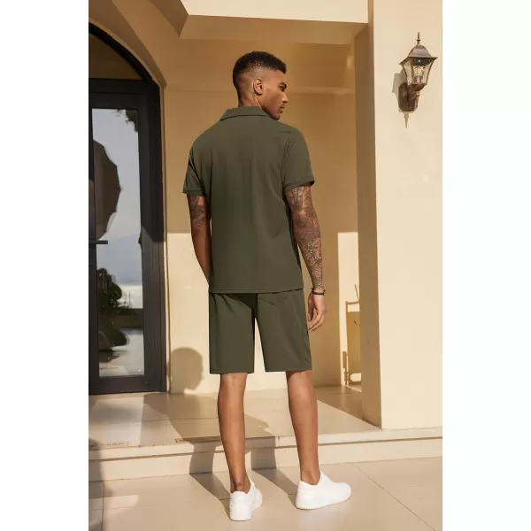 COOFANDY Men's Polo Shirt and Shorts Set 2 Piece Outfits Fashion Summer Tracksuits Short Sleeve Casual Polo Suit