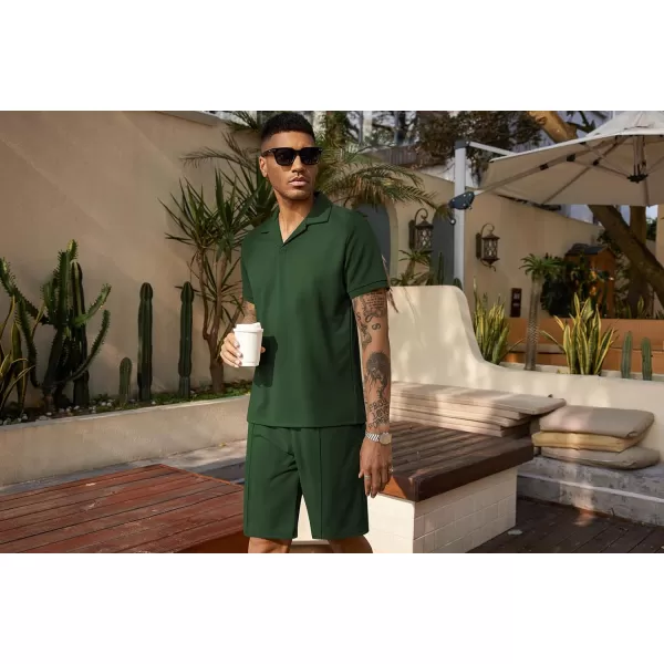 COOFANDY Men's Polo Shirt and Shorts Set 2 Piece Outfits Fashion Summer Tracksuits Short Sleeve Casual Polo Suit