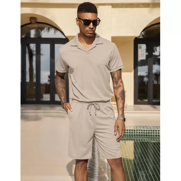 COOFANDY Men's Polo Shirt and Shorts Set 2 Piece Outfits Fashion Summer Tracksuits Short Sleeve Casual Polo Suit