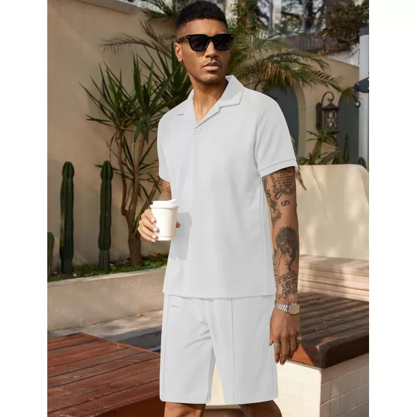 COOFANDY Men's Polo Shirt and Shorts Set 2 Piece Outfits Fashion Summer Tracksuits Short Sleeve Casual Polo Suit