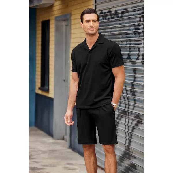 COOFANDY Men's Polo Shirt and Shorts Set 2 Piece Outfits Fashion Summer Tracksuits Short Sleeve Casual Polo Suit