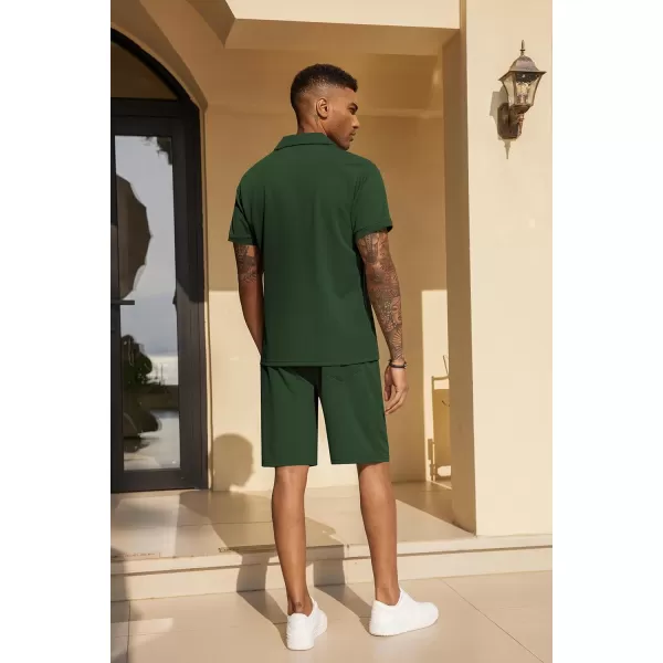 COOFANDY Men's Polo Shirt and Shorts Set 2 Piece Outfits Fashion Summer Tracksuits Short Sleeve Casual Polo Suit