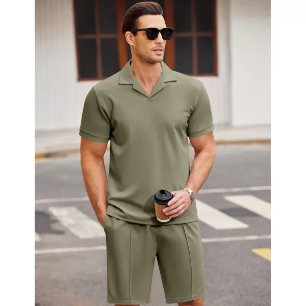 COOFANDY Men's Polo Shirt and Shorts Set 2 Piece Outfits Fashion Summer Tracksuits Short Sleeve Casual Polo Suit