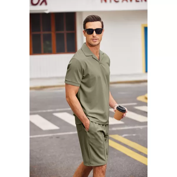COOFANDY Men's Polo Shirt and Shorts Set 2 Piece Outfits Fashion Summer Tracksuits Short Sleeve Casual Polo Suit