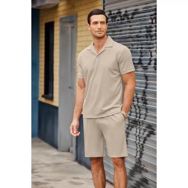 COOFANDY Men's Polo Shirt and Shorts Set 2 Piece Outfits Fashion Summer Tracksuits Short Sleeve Casual Polo Suit