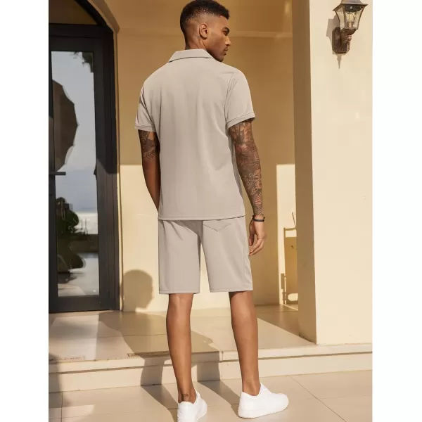 COOFANDY Men's Polo Shirt and Shorts Set 2 Piece Outfits Fashion Summer Tracksuits Short Sleeve Casual Polo Suit