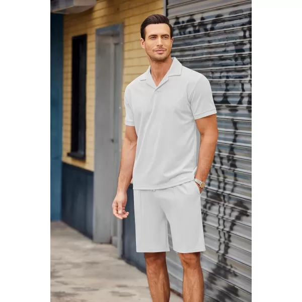 COOFANDY Men's Polo Shirt and Shorts Set 2 Piece Outfits Fashion Summer Tracksuits Short Sleeve Casual Polo Suit